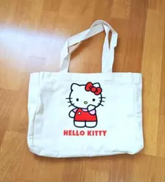 ハローキティ　ジッパー付き　刺繍入りトートバッグ