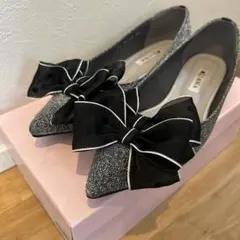 DIANA グリッター リボン フラットシューズ 23.0cm