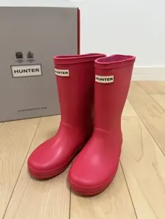 【新品】HUNTER レインブーツ キッズ ピンク UK10のサムネイル
