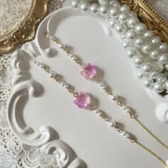 ♪❤️ 猫　パール　メガネチェーン　マスクチェーン　ハンドメイド