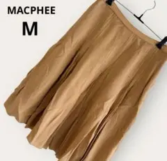 MACPHEE フレアスカート ひざ丈 イエロー マスタード キャメル M 上質のサムネイル