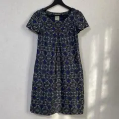 シビラ 刺繍生地 インナー付 ワンピース ネイビー