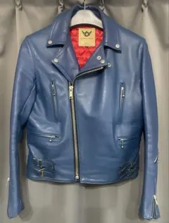 666 Leather Wear ダブルライダースジャケット ブルー 36のサムネイル