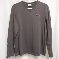 【LACOSTE】ラコステ　Vネック、長袖Tシャツ　サイズ5　(チャコール)