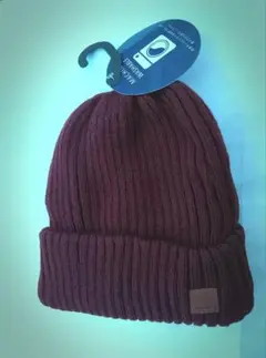 リブ編　ニット帽　ワイン色　男女兼用　未使用