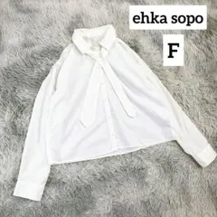 【エヘカソポ】ボウタイブラウス 長袖シャツ 2way (Ｆ) 白 ゆったり