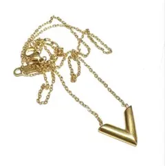 ヴィンテージ Vモチーフ ネックレス 約45cm ゴールドカラー 18KGP刻印