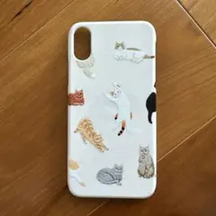猫刺繍　スマホケース　iPhone XS/X