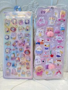 3D動物　お尻シール　スイーツステッカー　２枚セット　うさぎ　携帯