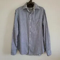 SHIPS シップス　青と白のストライプ長袖シャツ　Mサイズ