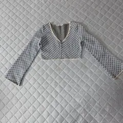ZARA　レディース クロップドカーディガン Sサイズ 青系パターン