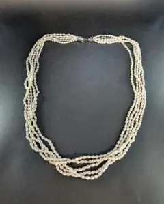 淡水パール　5連　ネックレス　留め具SILVER