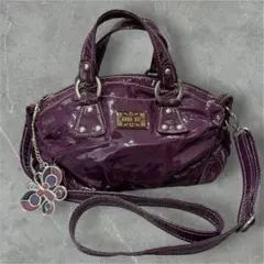 ANNA SUI【Y2K 】archive 光沢2wayバッグ 紫 蝶チャーム - メルカリ