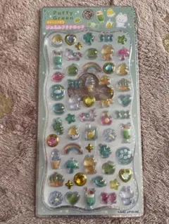 Puffy Green ストーンつき ジュエルプチドロップ シール ねこ