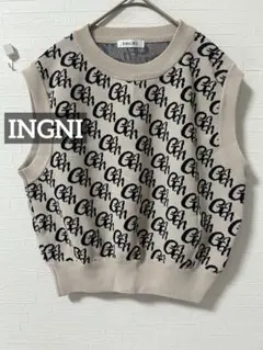 k0944 INGNI モノグラムノースリニット ベージュのサムネイル
