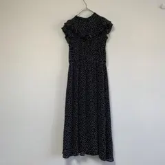 【ミスティウーマン　mysty woman】ドット　フレア　ロングワンピース