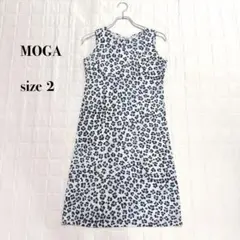 ..MOGA レオパード柄ノースリーブワンピースsize2 ライトブルーヒョウ柄のサムネイル