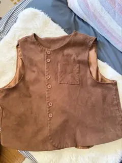 ブラウン スエード風 ベスト