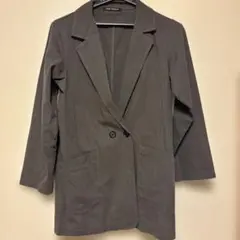 春物 グレー ダブルボタン テーラードジャケット