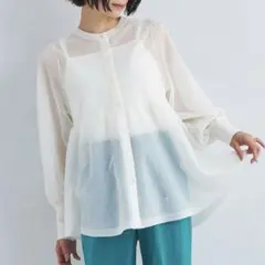 グリーンレーベル シアー ペプラム ニット カーディガン