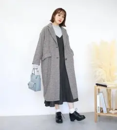 しまむら　チェック　チェスターコートのサムネイル