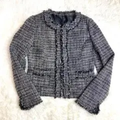 美品　ノーカラージャケット　ツイード　コムサイズム　M シャギー