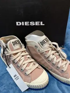 DIESEL レディース バイカラーソール ミドルカット スニーカー ピンク37