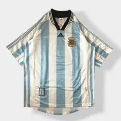 98年製《adidas》 ゲームシャツ　アルゼンチン　ストライプ　刺繍　UK製