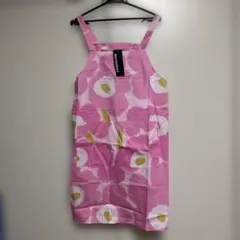 マリメッコ　ウニッコ　marimekko 花柄ピンクエプロン