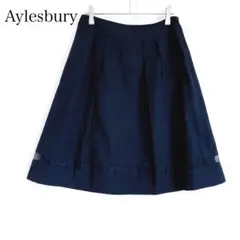 アリスバーリー ひざ丈フレアスカート ラメ オフィスカジュアル ネイビー 紺色