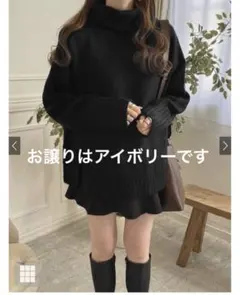 タートルネックスリットニットトップス[an841]