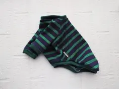 犬服ハンドメイド　ラグラントレーナー　ボーダー緑×紺　Ｍ