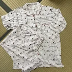 ネコ柄 長袖パジャマ上下 L L 薄いピンク色