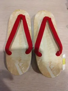 キッズ草履 21センチ　赤い鼻緒 ベージュ台