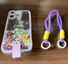 iPhone17ケース スマホケース カバーカラ　ストラップ付き