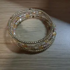 多層ビーズブレスレット ゴールド ピンク