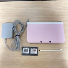 ジャンク ニンテンドー3DSLL ピンク×ホワイト ソフト2本付 充電器付