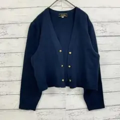 Leilian カーディガン 無地 ネイビー 9サイズ ニット素材 M トップス