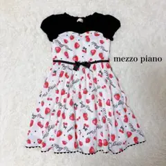 mezzopiano メゾピアノ いちご リボン 半袖ワンピース 140cm
