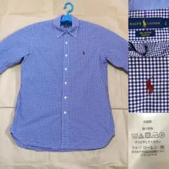 Ralph Lauren ラルフローレン ギンガムチェック シャツ S 白青