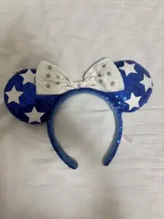 青い星とリボンのスパンコールカチューシャ