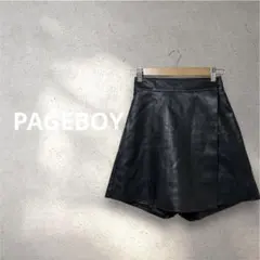 PAGEBOY★黒レザーキルティングショートパンツ ラップ風 モード カジュアル