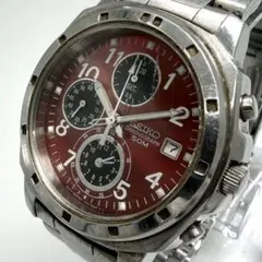 【稼動】 SEIKO 腕時計 クロノグラフ レッド メンズ 7T92-0CA0のサムネイル