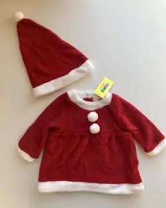 新品サンタクロースコスチューム2点セット　 90 フリースワンピース女の子