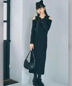 GRL 前後2Wayヘンリーネックリブニットロングワンピースrut547C