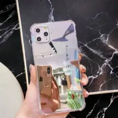 iPhone14 ケース ミラー スマホカバー 鏡面加工 化粧鏡