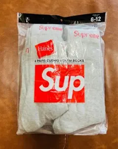 Supreme × Hanes クルーソックス 靴下 グレー 新品 1足