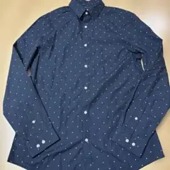 H&M 長袖シャツ スリムフィット スクエアドット柄 ブラック M