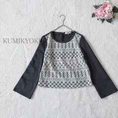 組曲　カットソー　プルオーバー　レース　グレー　きれいめ　日本製　サイズ2