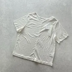 新品タグ付 ユニクロ UNIQLO〔S〕シアーリブTシャツ アイボリー 透け感